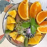 リーフレタス 、パープルアスパラ、オレンジのサラダ